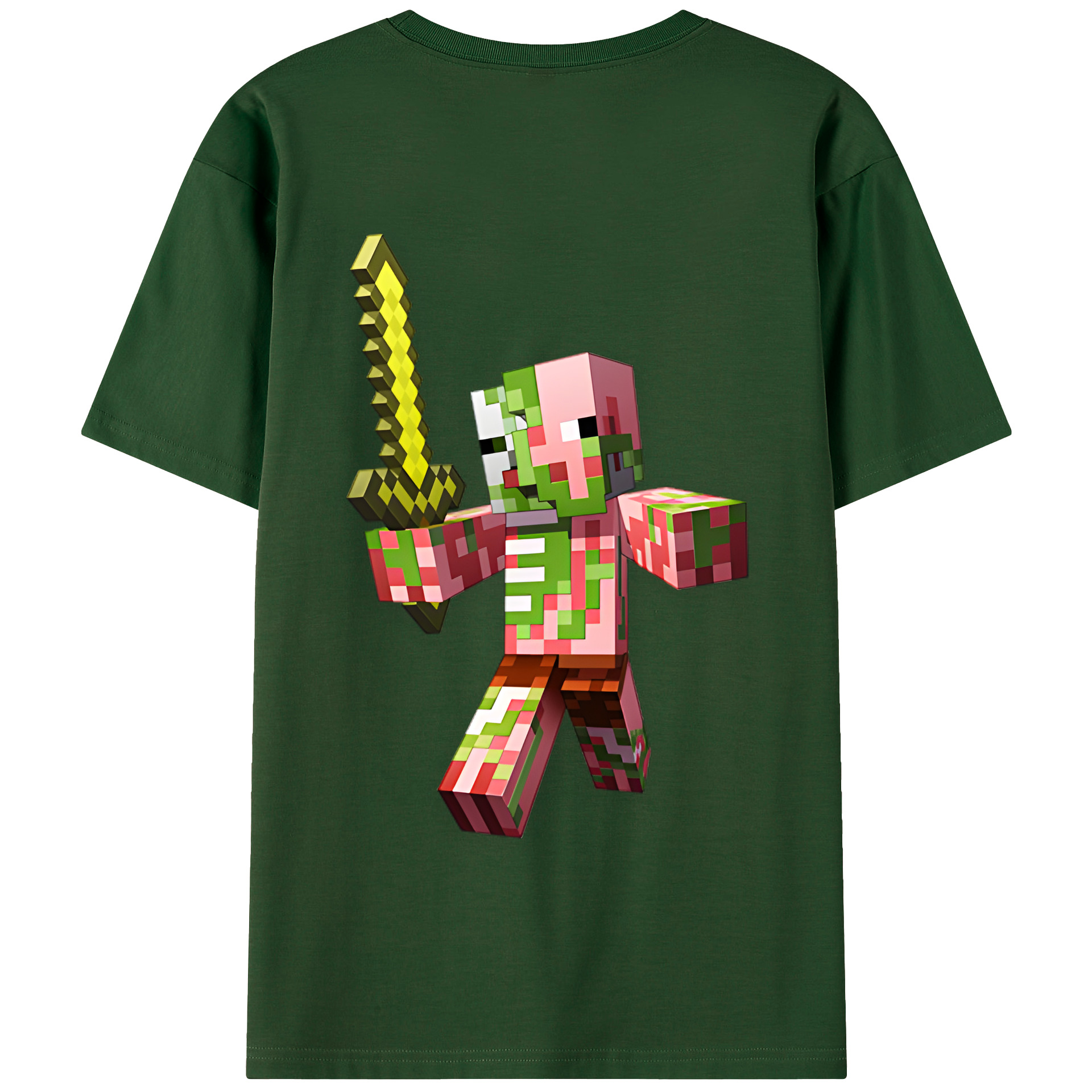 （画像用） マインクラフト ブロックの世界 Minecraft MC Block world 綿100％半袖Tシャツ（背面プリント）